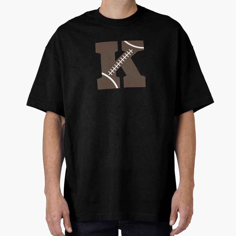 Personalized Football Initial K T-Shirt - Minimalist Print Men Women - T-Shirt, Sweatshirt, Hoodie