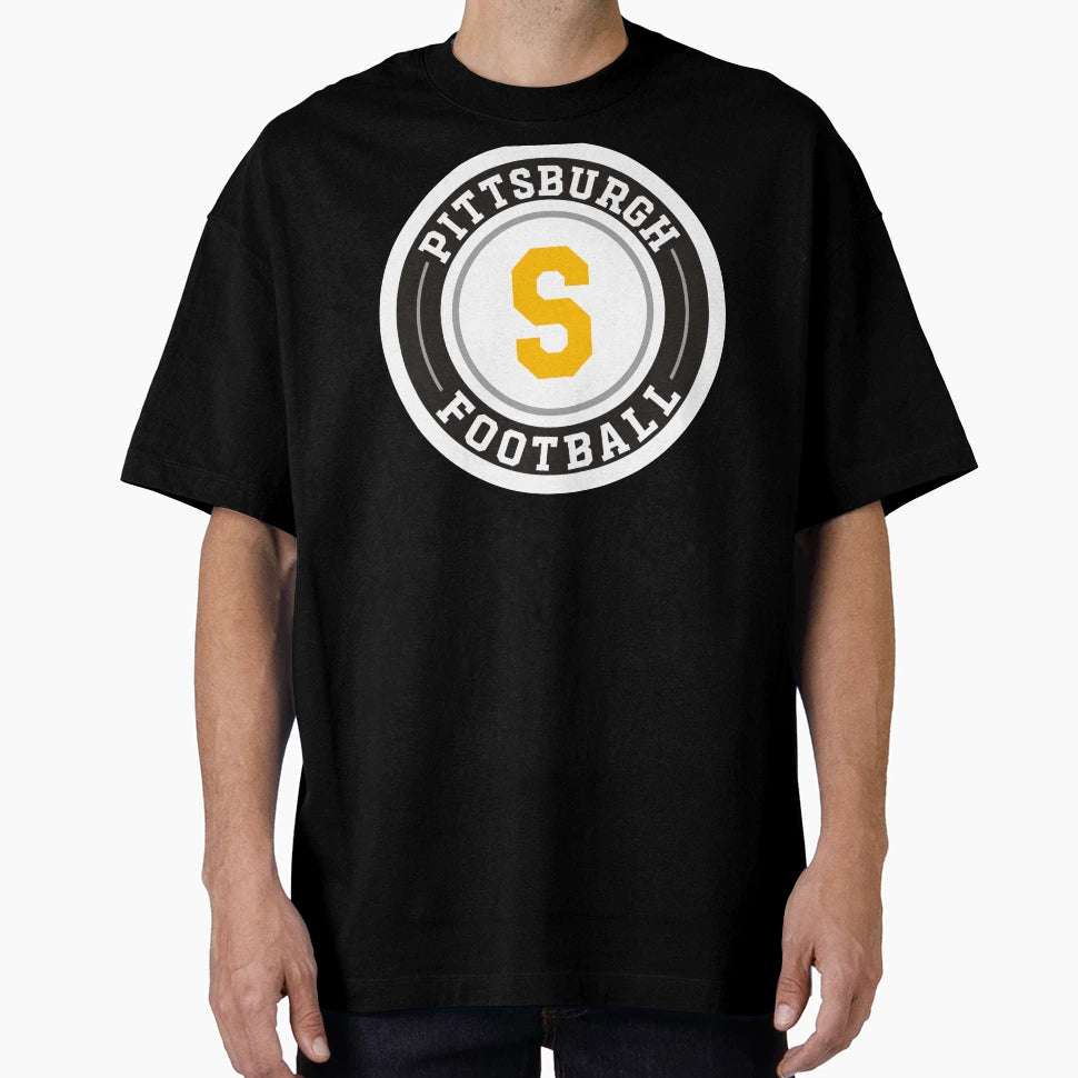 Pittsburgh Football Round Badge T-Shirt - Novelty Apparel for Adults - T-Shirt, Sweatshirt, Hoodie