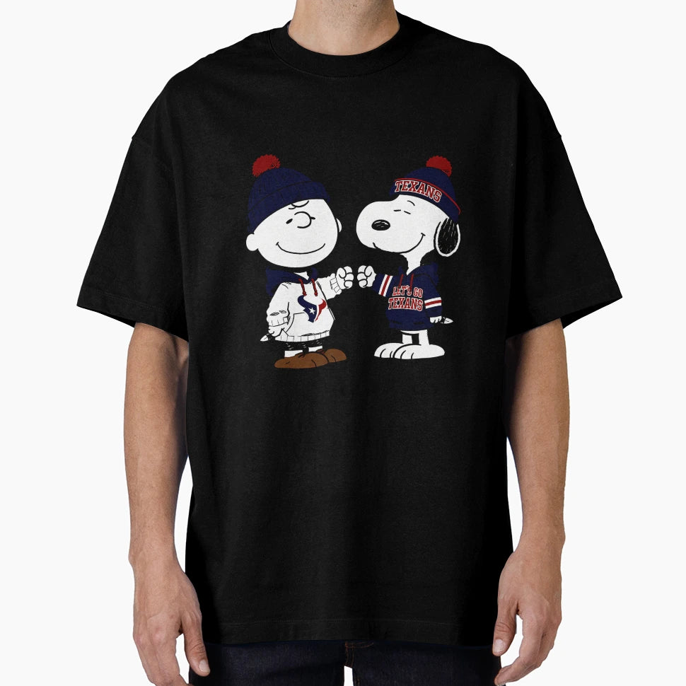 Charlie Brown And Snoopy Nfl Houston T-Shirt - Custom Art Print Unisex - T-Shirt, Sweatshirt, Hoodie