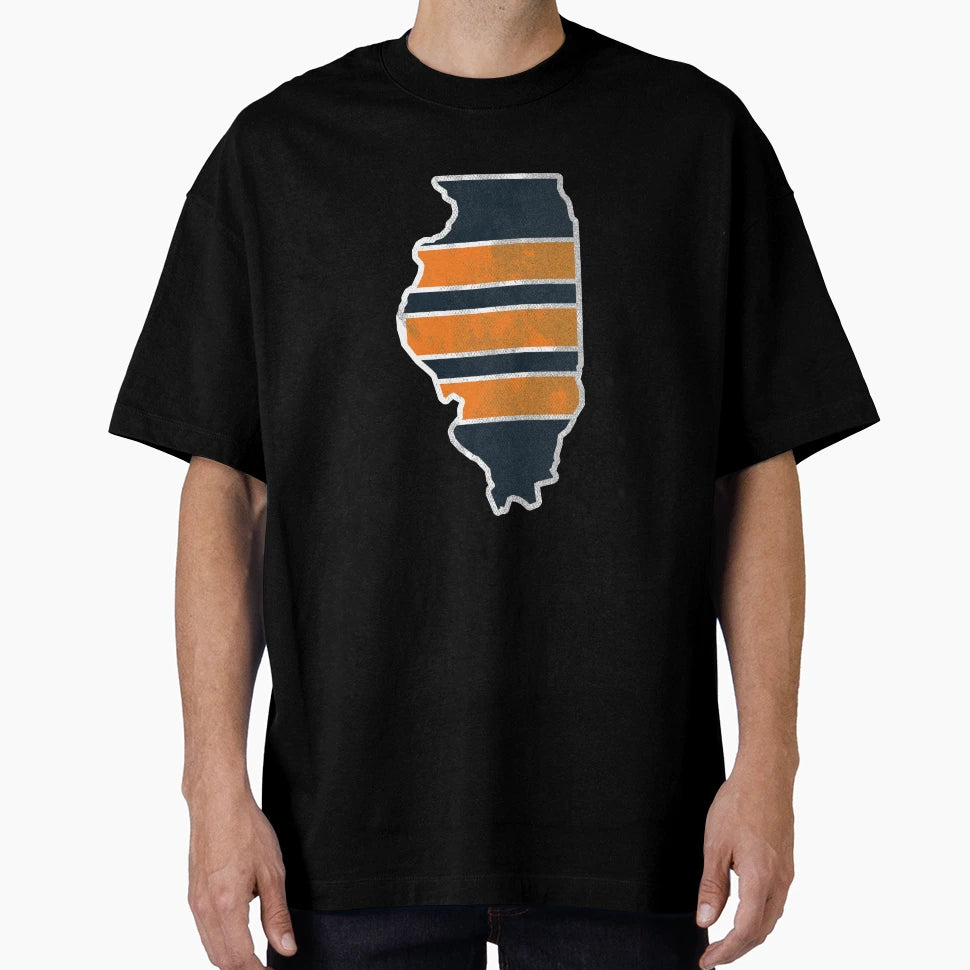 Chicago Bears Illinois State Outline T-Shirt - Trendy Graphic for Adults - T-Shirt, Sweatshirt, Hoodie
