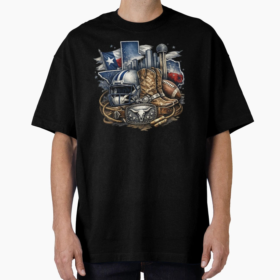 Texas Football Cowboy Boots Western T-Shirt - Novelty Apparel Unisex - T-Shirt, Sweatshirt, Hoodie