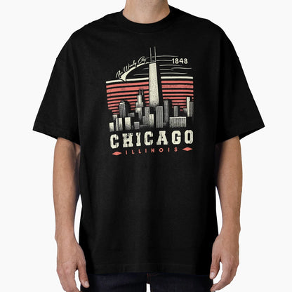 Windy City Chicago Illinois T-Shirt - Custom Art Print Men Women - T-Shirt, Sweatshirt, Hoodie