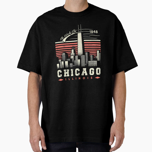 Windy City Chicago Illinois T-Shirt - Custom Art Print Men Women - T-Shirt, Sweatshirt, Hoodie