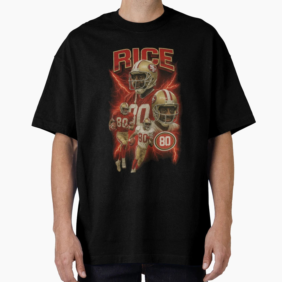 Jerry Rice 49Ers Football Legend Collage T-Shirt - Graphic Print for Adults - T-Shirt, Sweatshirt, Hoodie