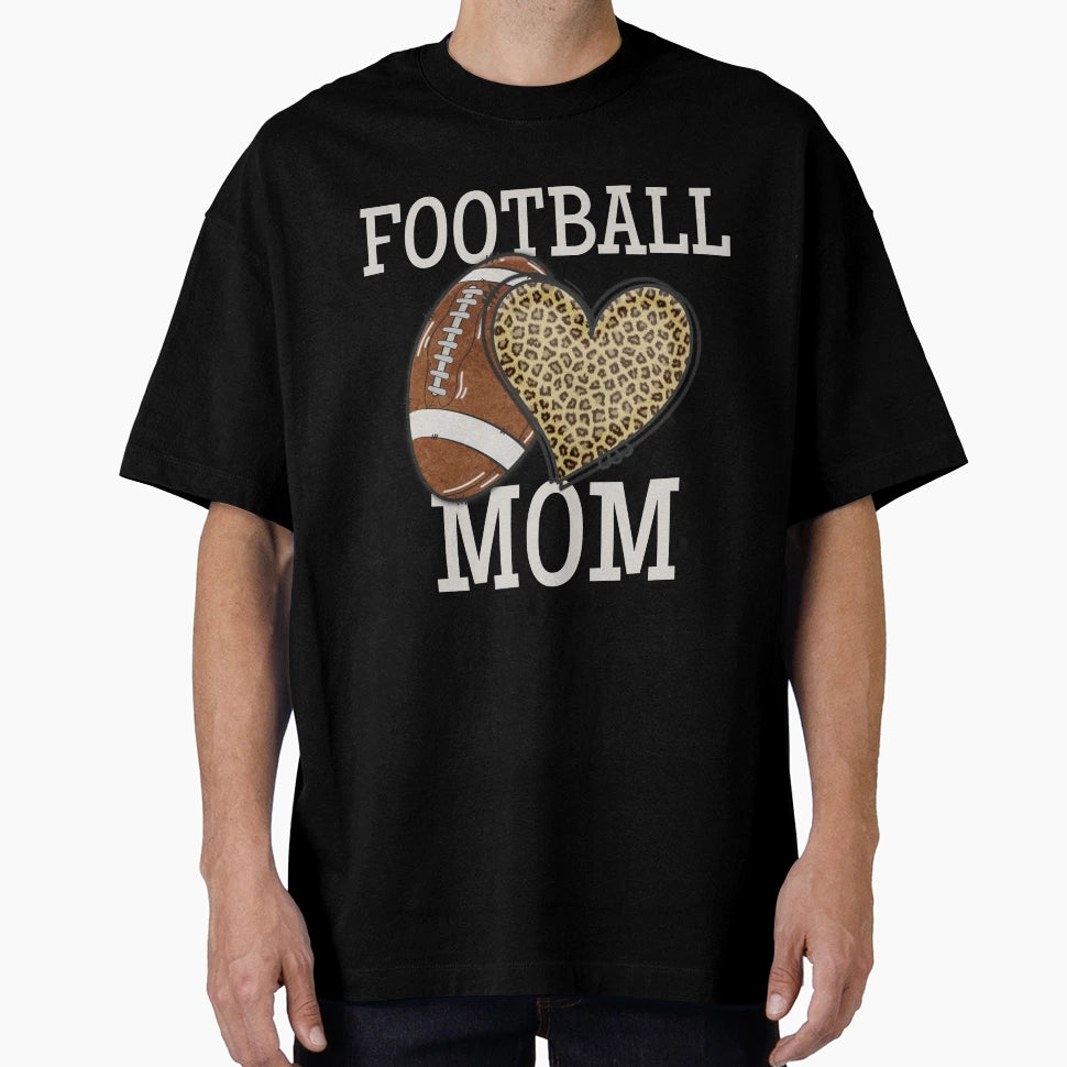 Football Mom Fun American Football Leopard T-Shirt - Graphic Print Unisex - T-Shirt, Sweatshirt, Hoodie