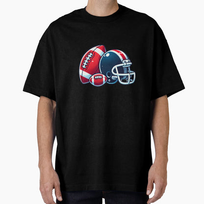 Football Ball And Helmet Cartoon Image T-Shirt - Trendy Graphic Men Women - T-Shirt, Sweatshirt, Hoodie
