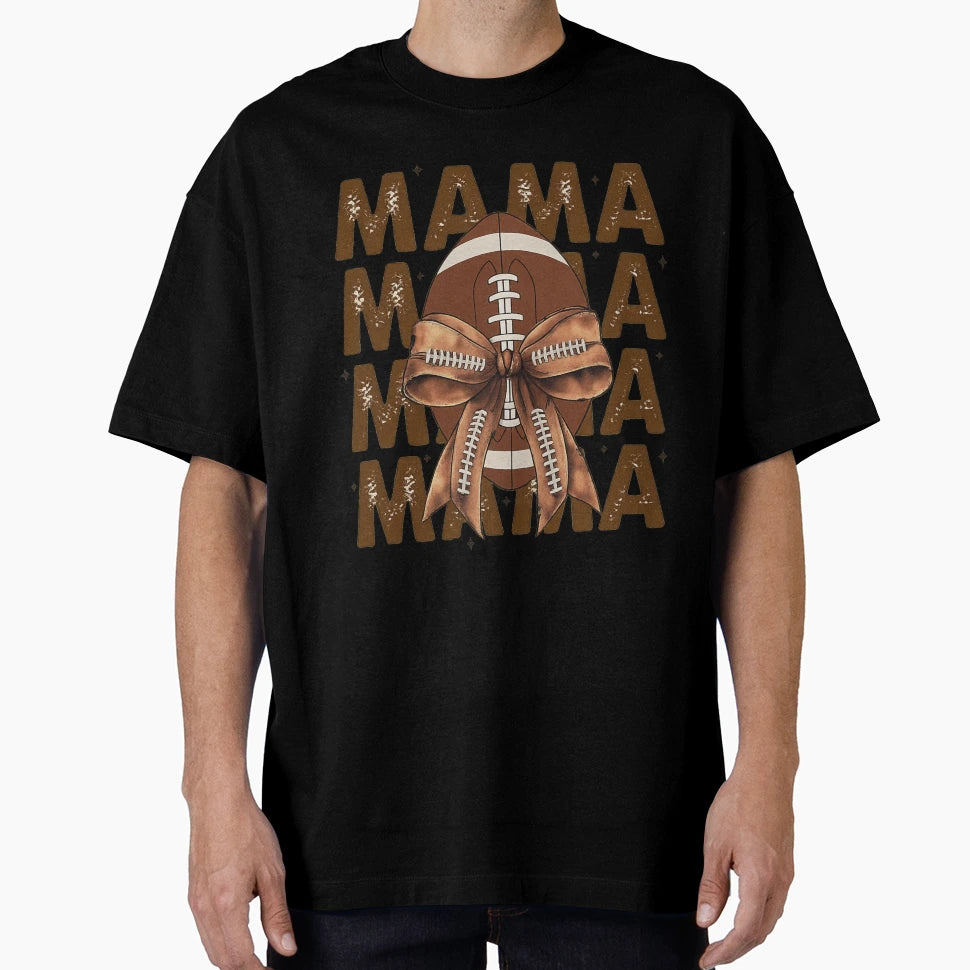 Football Mama Bow T-Shirt - Custom Art Print for Adults - T-Shirt, Sweatshirt, Hoodie