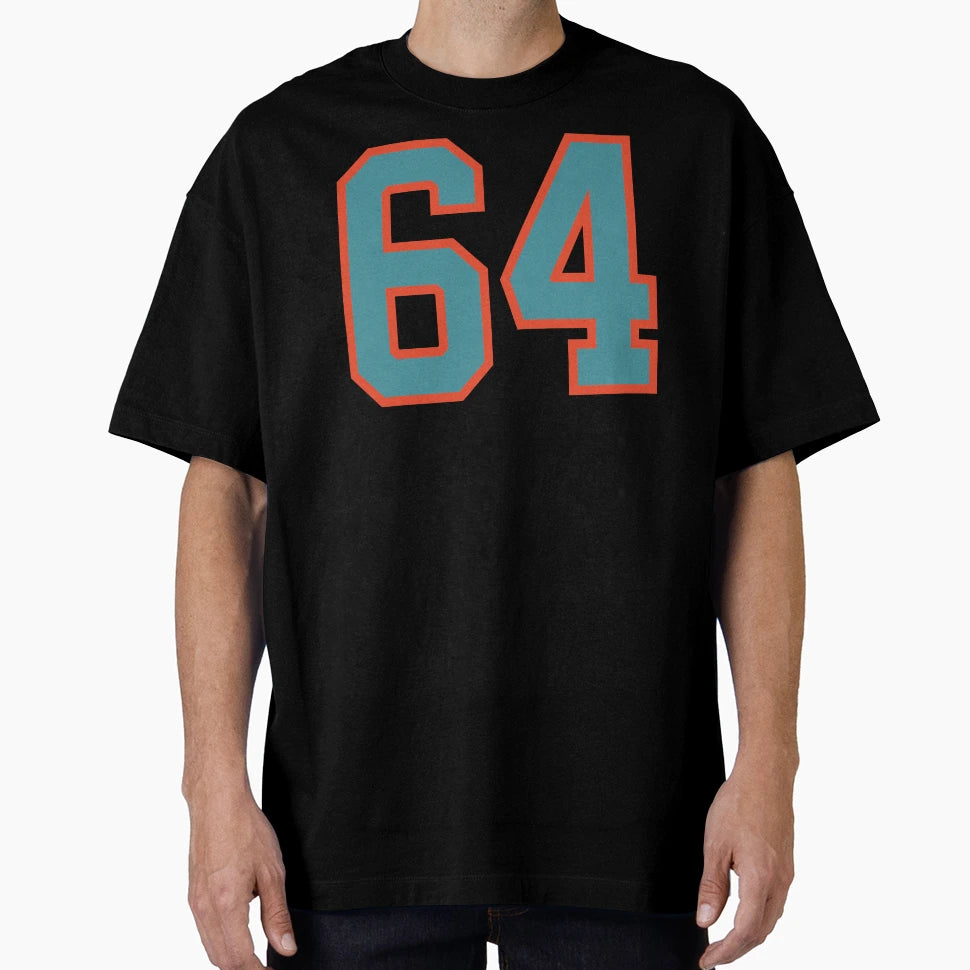 64 Number Aqua Orange Lucky Sports Sixty T-Shirt - Unique Graphic Unisex - T-Shirt, Sweatshirt, Hoodie