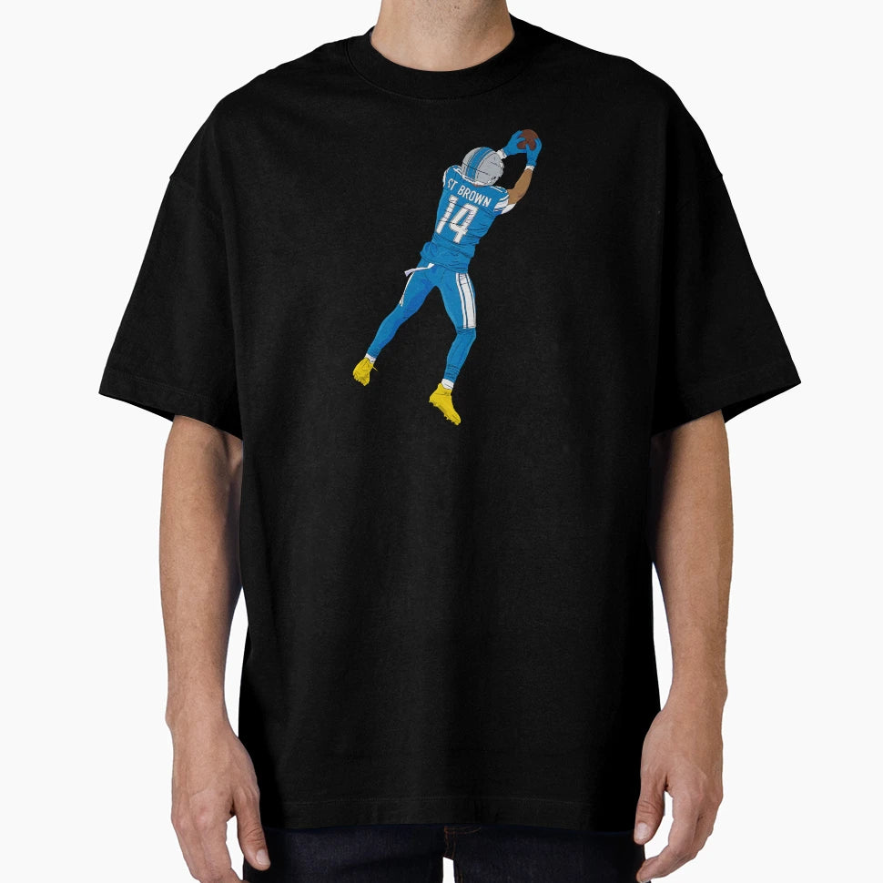 Amon Ra St Brown Leaping Catch T-Shirt - Casual Everyday Wear Men Women - T-Shirt, Sweatshirt, Hoodie