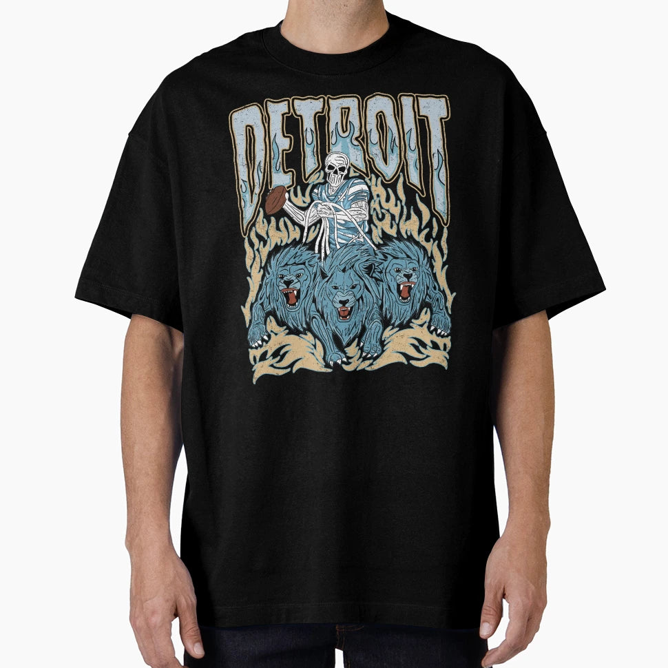 Detroit Football Skull T-Shirt - Graphic Print for Adults - T-Shirt, Sweatshirt, Hoodie
