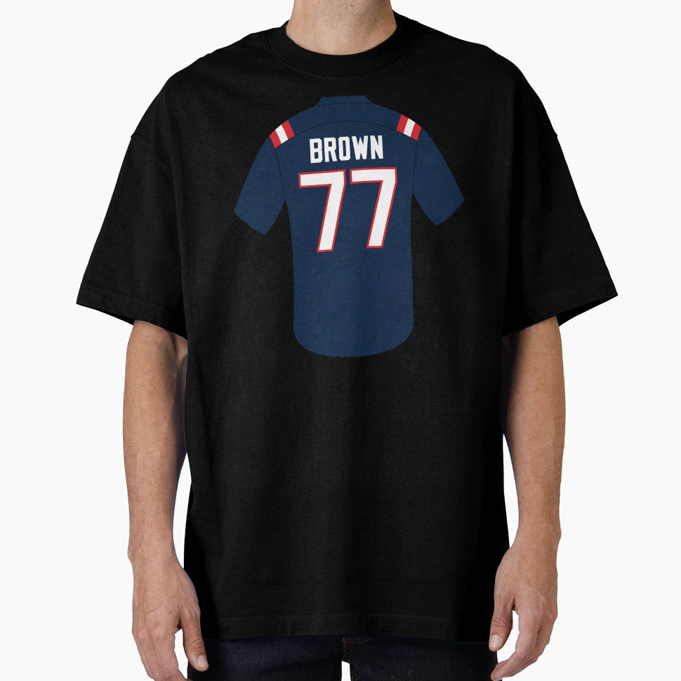 Trent Brown Jersey Number 77 T-Shirt - Unique Graphic for Adults - T-Shirt, Sweatshirt, Hoodie