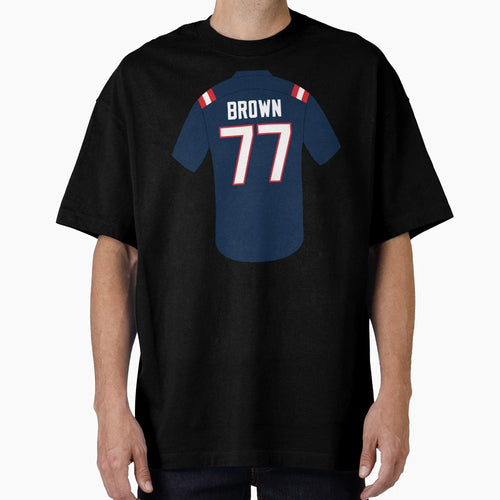 Trent Brown Jersey Number 77 T-Shirt - Unique Graphic for Adults - T-Shirt, Sweatshirt, Hoodie