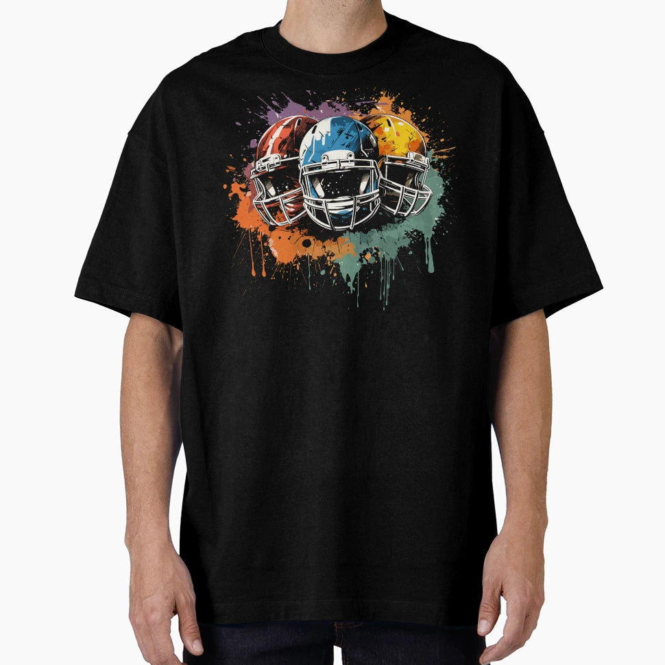 American Football Helmet Grunge Splash T-Shirt - Unique Graphic Men Women - T-Shirt, Sweatshirt, Hoodie