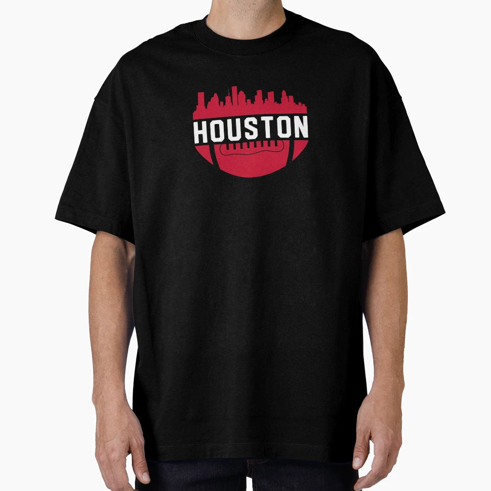 Downtown Houston Texas Skyline Football T-Shirt - Graphic Print Men Women - T-Shirt, Sweatshirt, Hoodie