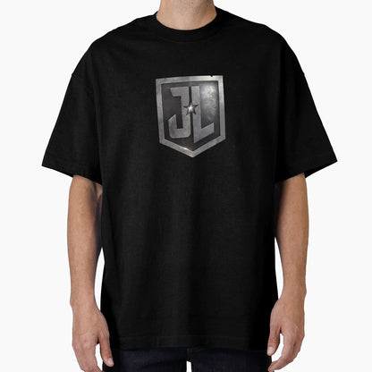 Justice League Grunge Metal Shield Logo T-Shirt - Graphic Print Unisex - T-Shirt, Sweatshirt, Hoodie