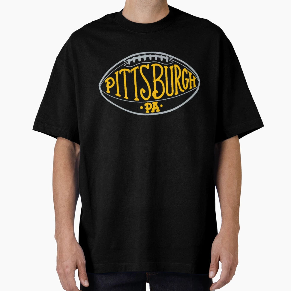 Pittsburgh Pa Hand Drawn Football T-Shirt - Custom Art Print Unisex - T-Shirt, Sweatshirt, Hoodie