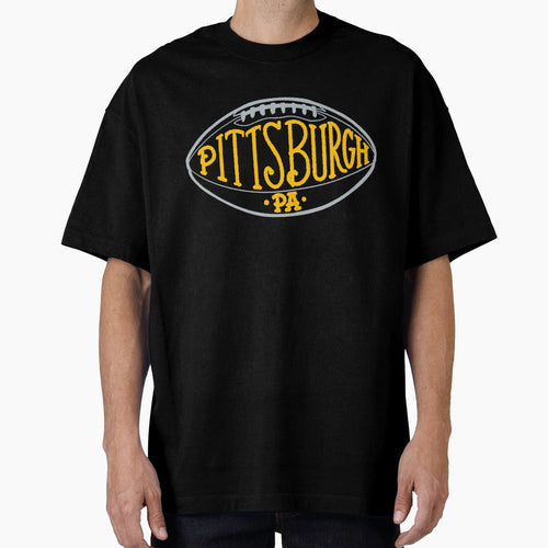 Pittsburgh Pa Hand Drawn Football T-Shirt - Custom Art Print Unisex - T-Shirt, Sweatshirt, Hoodie