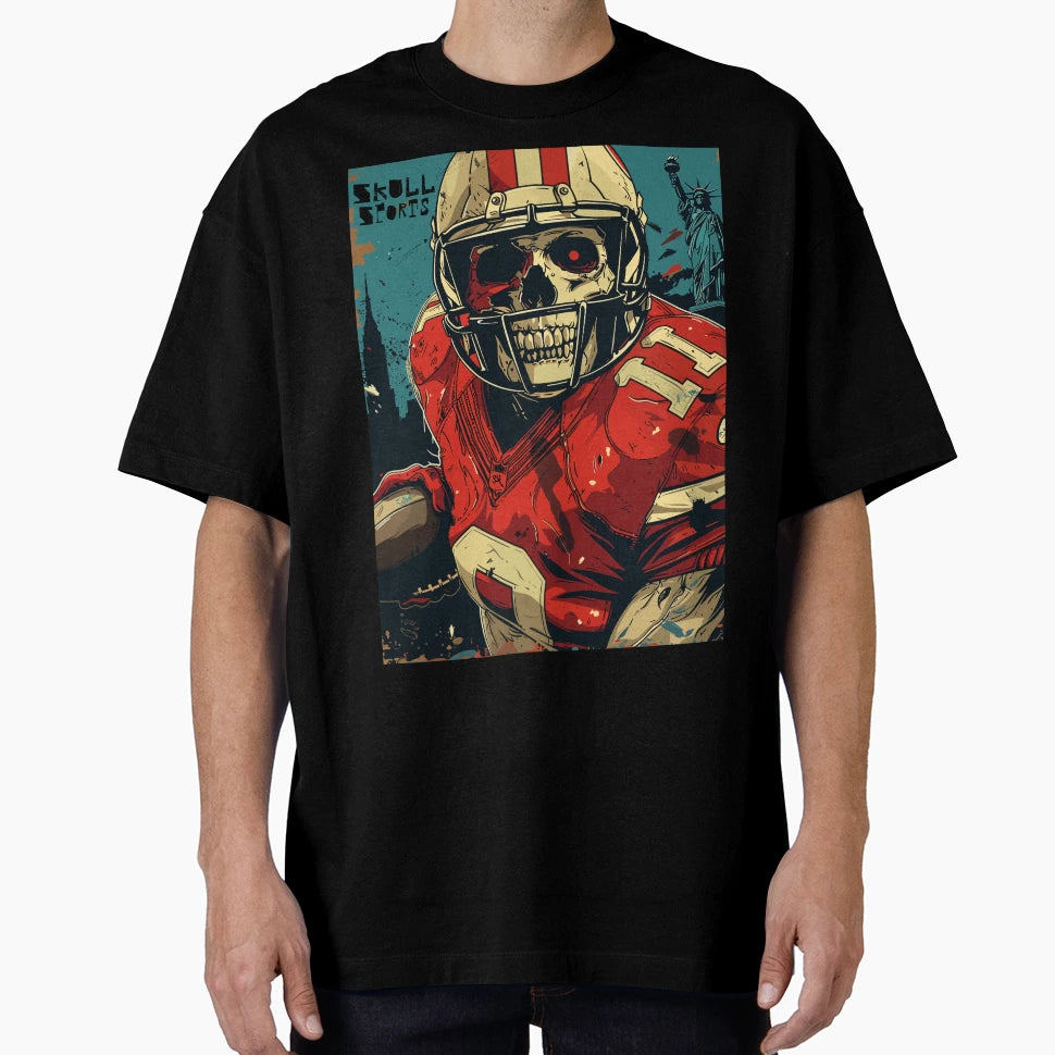 American Football Skull Skull T-Shirt - Fun Novelty Design for Adults - T-Shirt, Sweatshirt, Hoodie