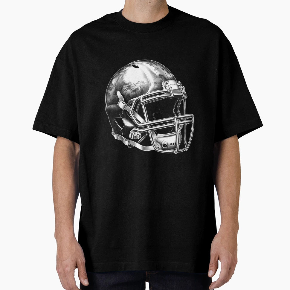 Black And White Football Helmet T-Shirt - Graphic Print for Adults - T-Shirt, Sweatshirt, Hoodie