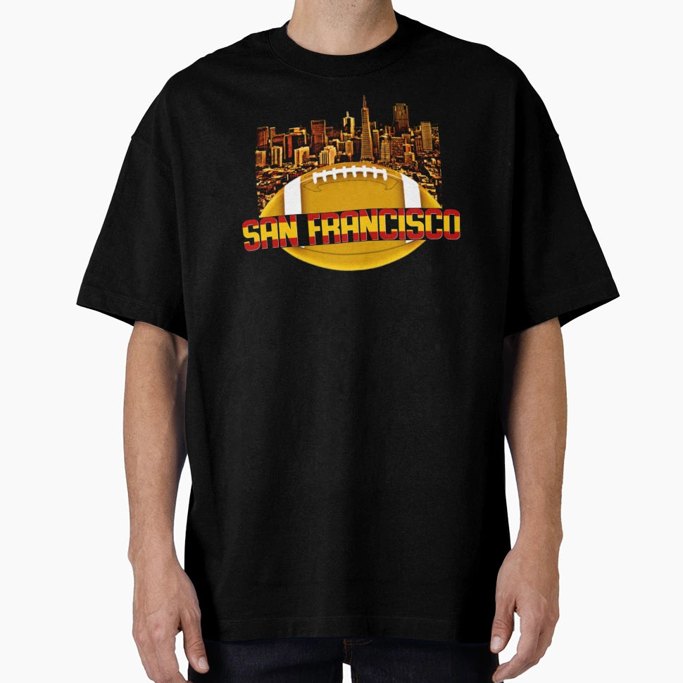 San Francisco Skyline Red Gold T-Shirt - Graphic Print for Adults - T-Shirt, Sweatshirt, Hoodie