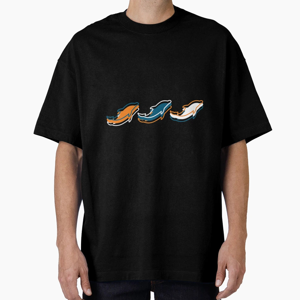 Miami Dolphins Pattern Teal Background T-Shirt - Novelty Apparel Unisex - T-Shirt, Sweatshirt, Hoodie
