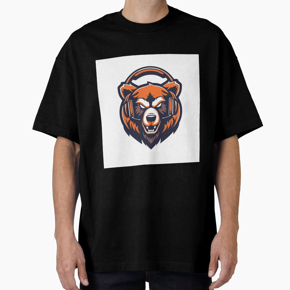 Orange Gamer Bear Using Headset Unit T-Shirt - Novelty Apparel Unisex - T-Shirt, Sweatshirt, Hoodie