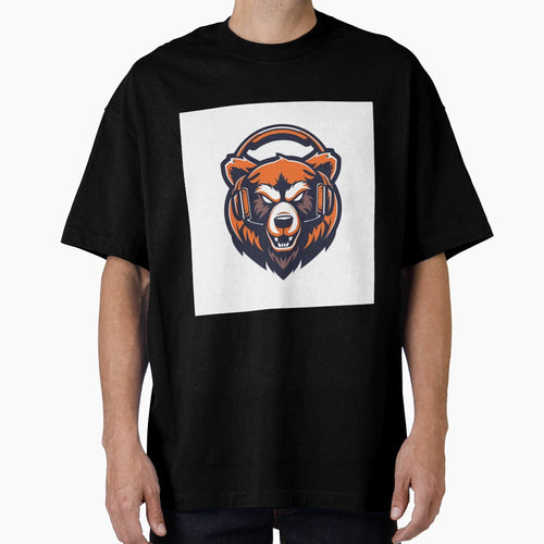 Orange Gamer Bear Using Headset Unit T-Shirt - Novelty Apparel Unisex - T-Shirt, Sweatshirt, Hoodie