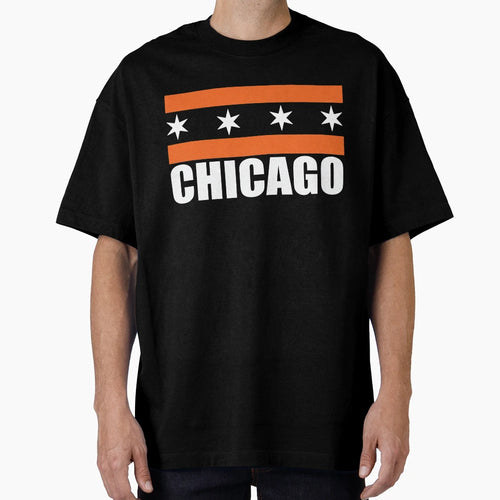 Chicago Flag Bears Colors Orange And T-Shirt - Streetwear Style Men Women - T-Shirt, Sweatshirt, Hoodie