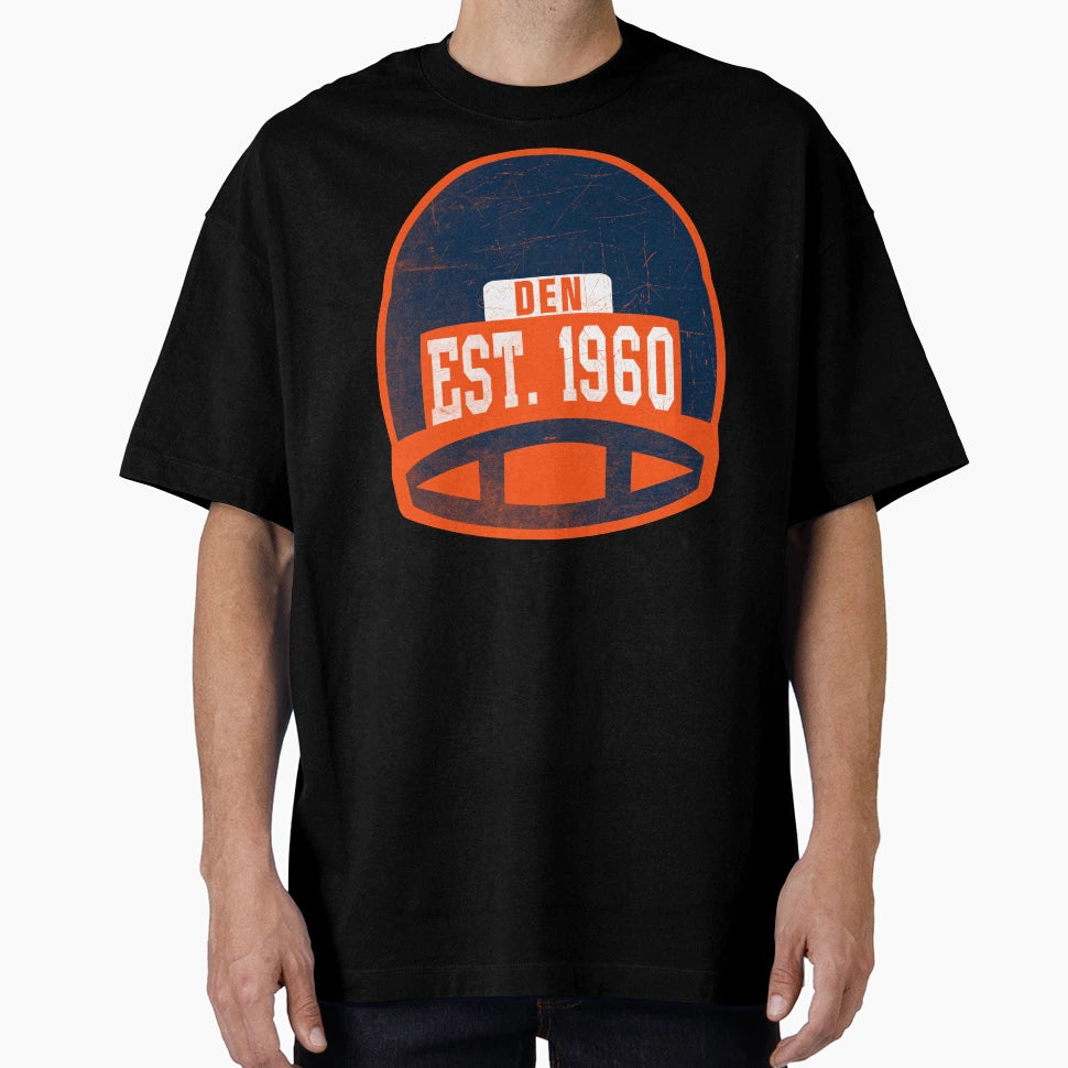 Denver Throwback Football Helmet T-Shirt - Fun Novelty Design Men Women - T-Shirt, Sweatshirt, Hoodie