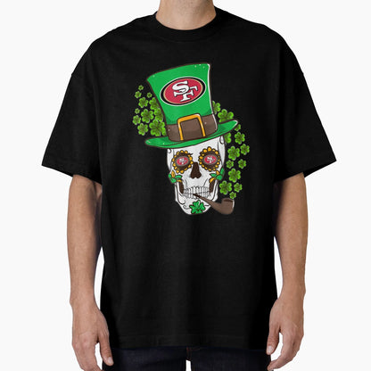 Funny St Patricks Day Irish Skull San T-Shirt - Custom Art Print Men Women - T-Shirt, Sweatshirt, Hoodie