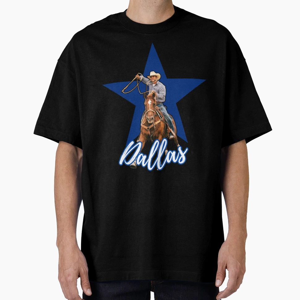 Cowboy Horse Between Blue Star And T-Shirt - Fun Novelty Design for Adults - T-Shirt, Sweatshirt, Hoodie