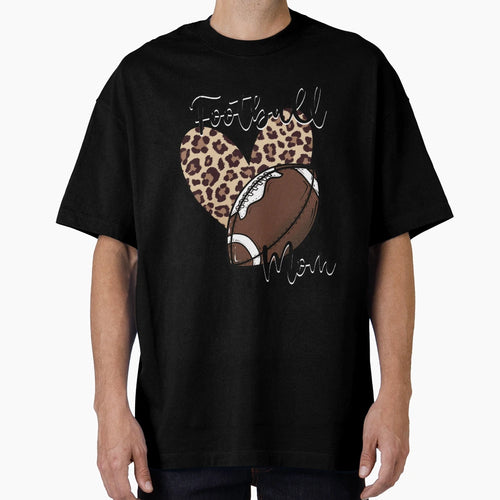 Leopard Heart Football Mom T-Shirt - Trendy Graphic Unisex - T-Shirt, Sweatshirt, Hoodie