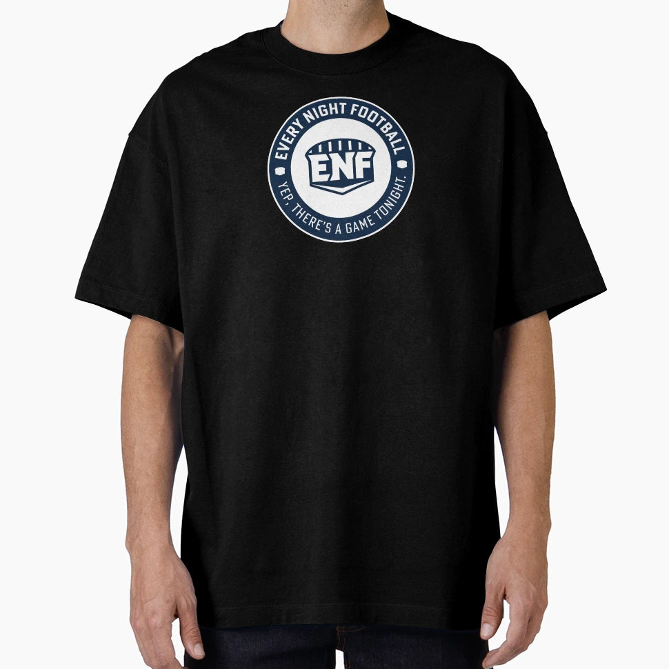 Every Night Football Circular Slogan Navy T-Shirt - Graphic Print Unisex - T-Shirt, Sweatshirt, Hoodie
