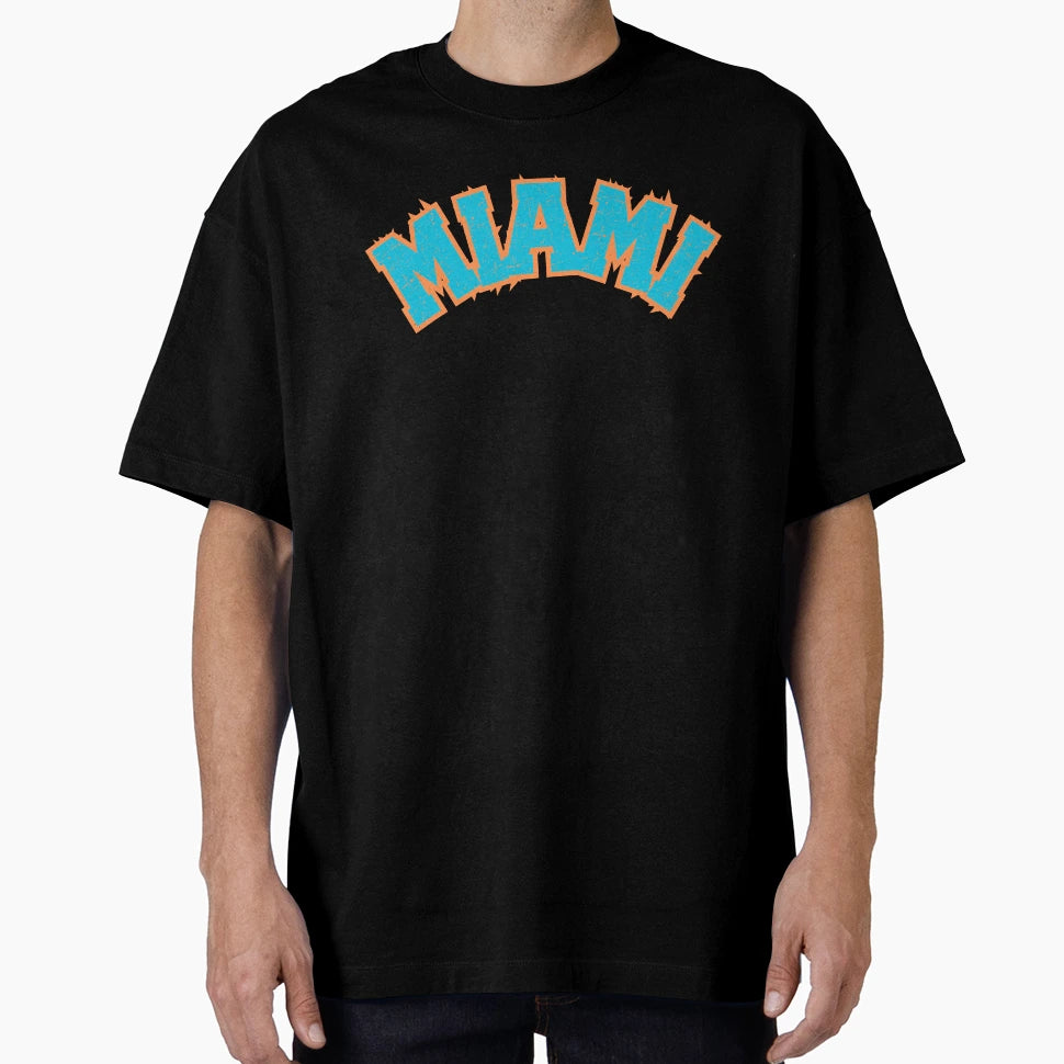 Miami Teal Orange White Sports T-Shirt - Custom Art Print for Adults - T-Shirt, Sweatshirt, Hoodie