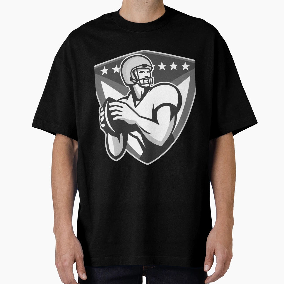 American Football Player Throwing Ball T-Shirt - Aesthetic Graphic Unisex - T-Shirt, Sweatshirt, Hoodie