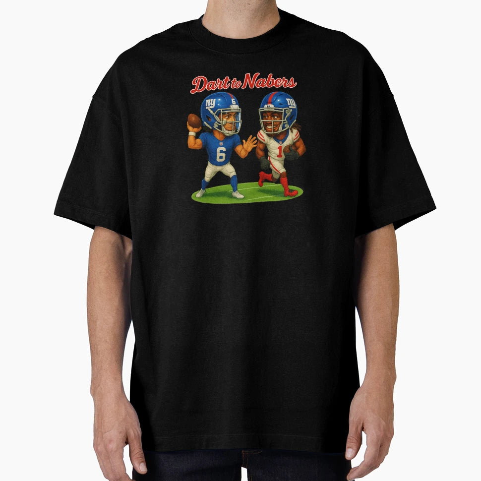 Jaxson Dart To Malik Nabers Giants T-Shirt - Aesthetic Graphic for Adults - T-Shirt, Sweatshirt, Hoodie