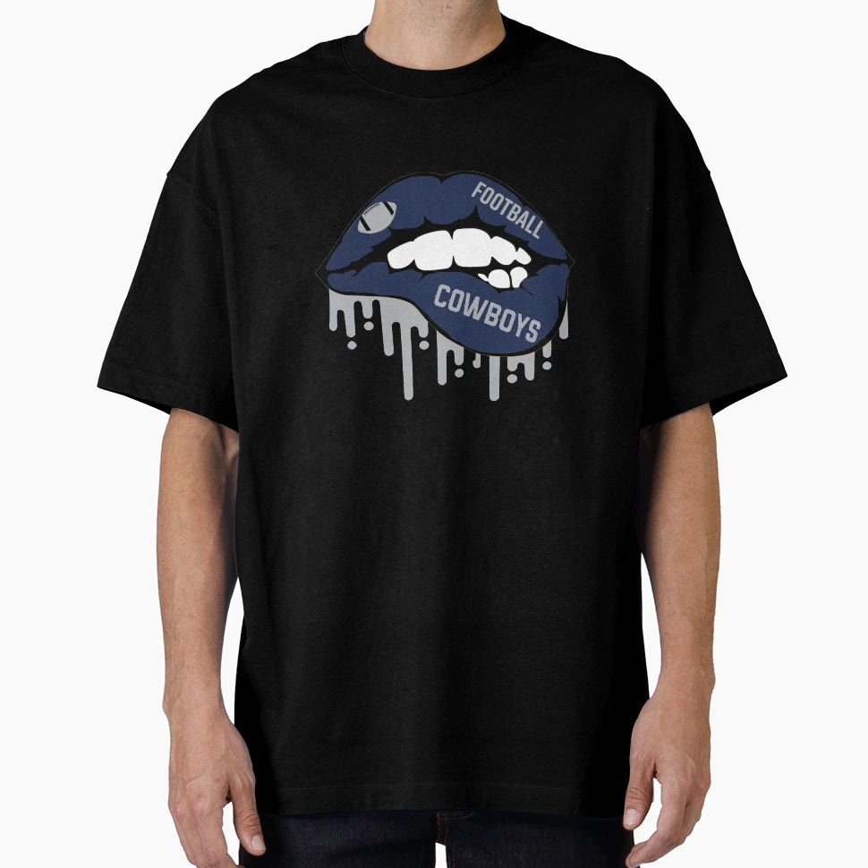 Dallas Football Lips T-Shirt - Minimalist Print Men Women - T-Shirt, Sweatshirt, Hoodie