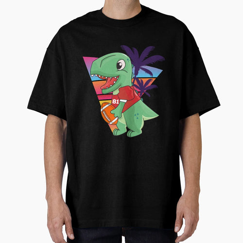 Dinosaur Playing American Football T-Shirt - Trendy Graphic for Adults - T-Shirt, Sweatshirt, Hoodie
