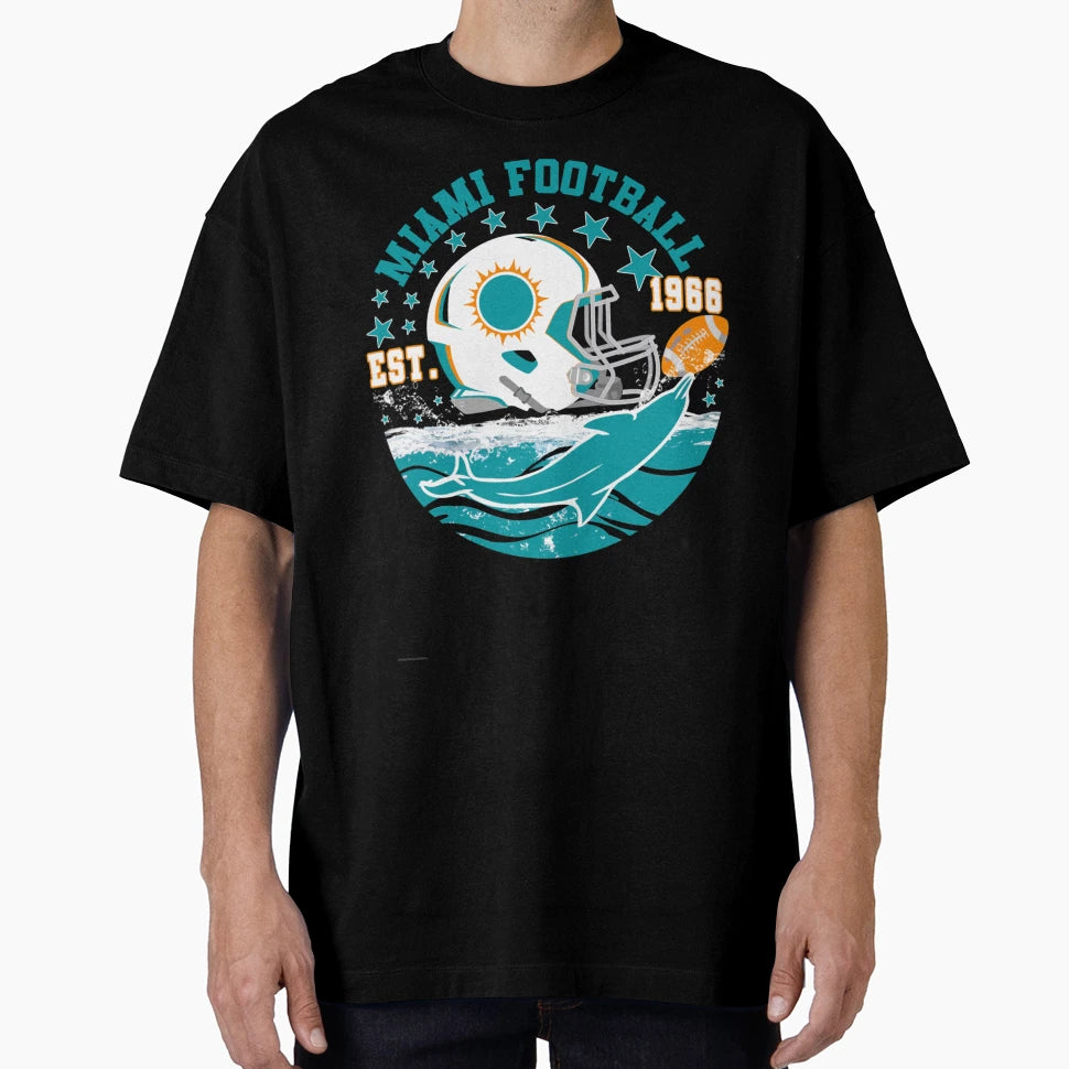 Miami Est 1966 Football Helmet T-Shirt - Casual Everyday Wear Unisex - T-Shirt, Sweatshirt, Hoodie
