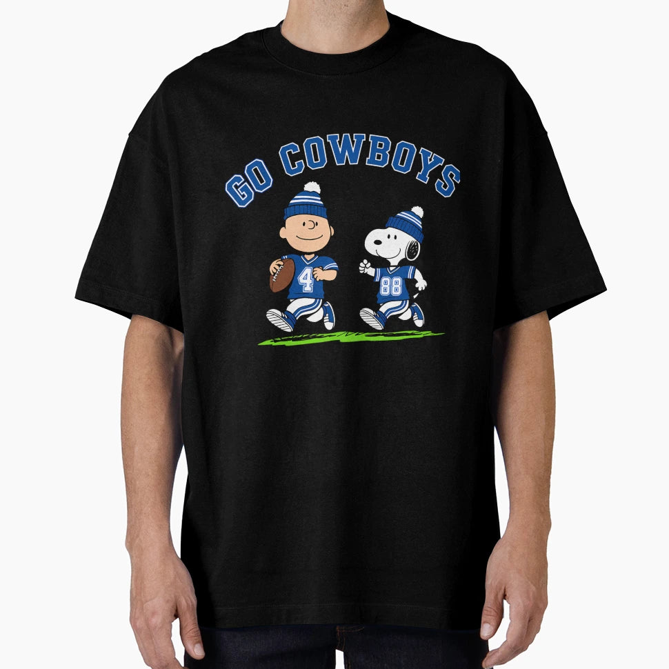 Go Cowboys Snoopy And Charlie Brown T-Shirt - Novelty Apparel for Adults - T-Shirt, Sweatshirt, Hoodie