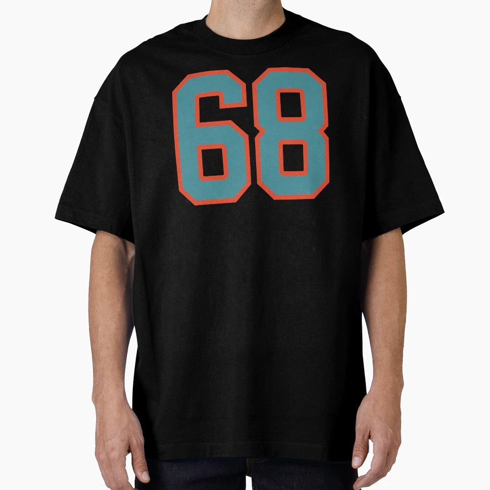 68 Number Aqua Orange Lucky Sports T-Shirt - Graphic Print for Adults - T-Shirt, Sweatshirt, Hoodie