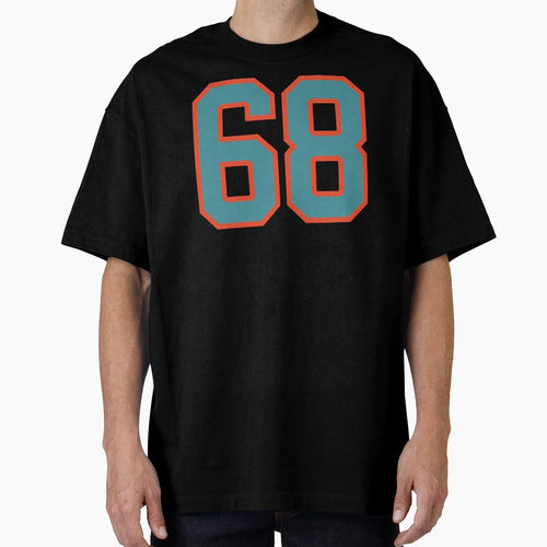 68 Number Aqua Orange Lucky Sports T-Shirt - Graphic Print for Adults - T-Shirt, Sweatshirt, Hoodie