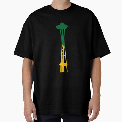 Space Needle Green Yellow Slash T-Shirt - Fun Novelty Design Unisex - T-Shirt, Sweatshirt, Hoodie