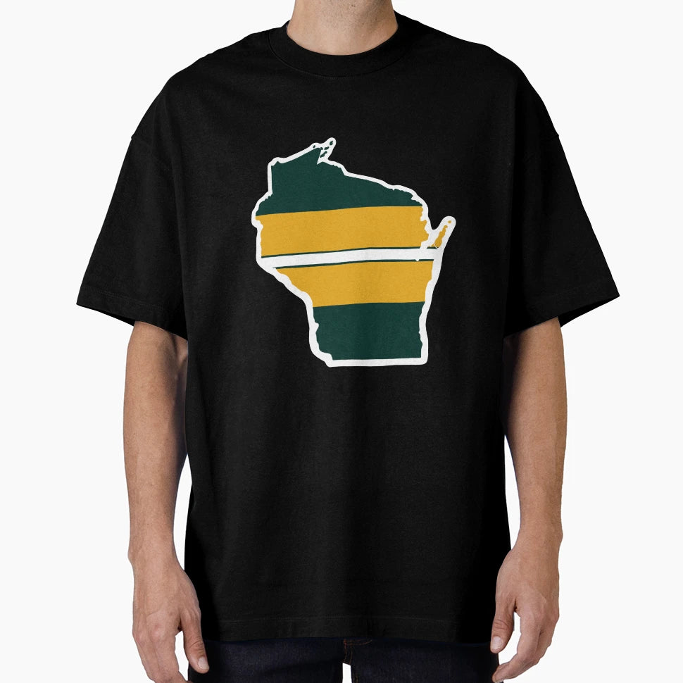 Wisconsin Shape Packers Colors T-Shirt - Aesthetic Graphic for Adults - T-Shirt, Sweatshirt, Hoodie