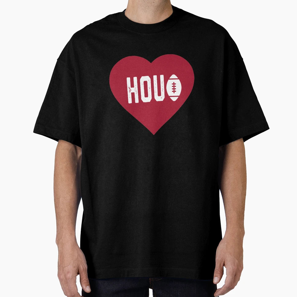 I Love Houston Football Heart Hou T-Shirt - Unique Graphic for Adults - T-Shirt, Sweatshirt, Hoodie