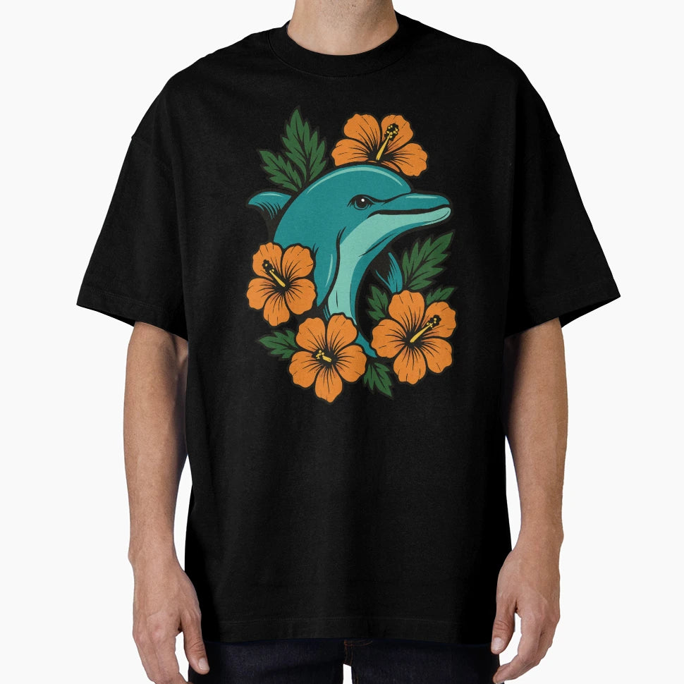 Miami Dolphins X Hibiscus Flowers T-Shirt - Aesthetic Graphic Unisex - T-Shirt, Sweatshirt, Hoodie