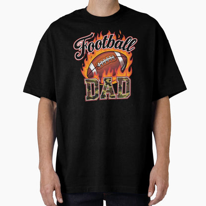 Football Dad Flaming Football Camouflage T-Shirt - Graphic Print Unisex - T-Shirt, Sweatshirt, Hoodie