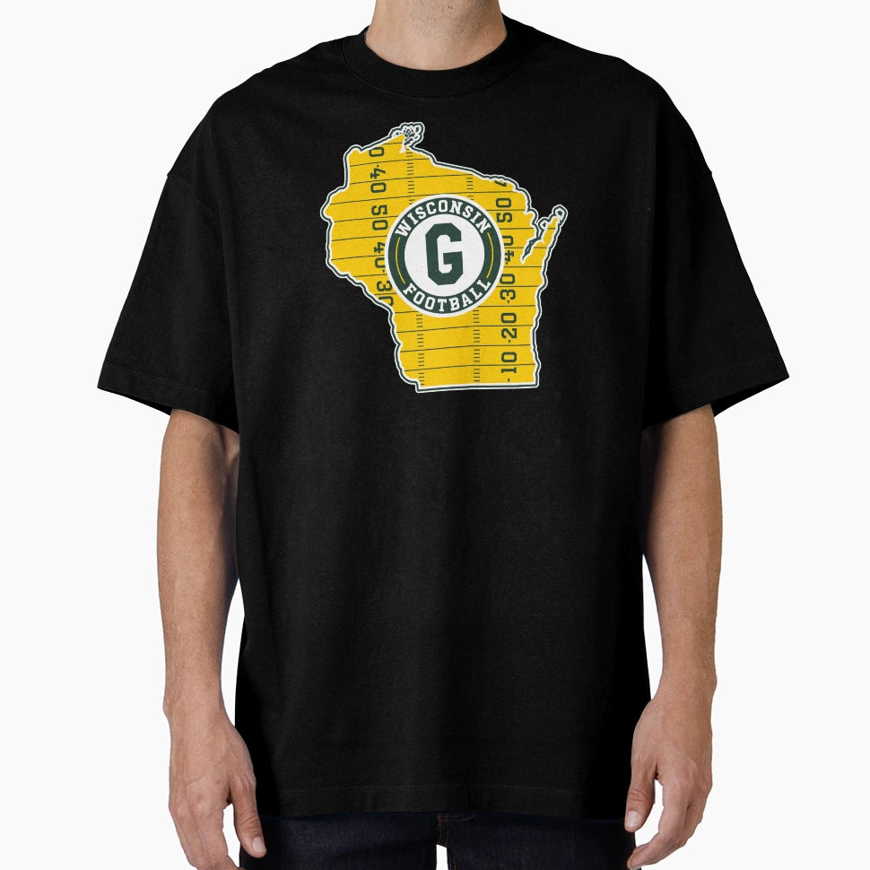 Map Wisconsin State Football T-Shirt - Minimalist Print Men Women - T-Shirt, Sweatshirt, Hoodie