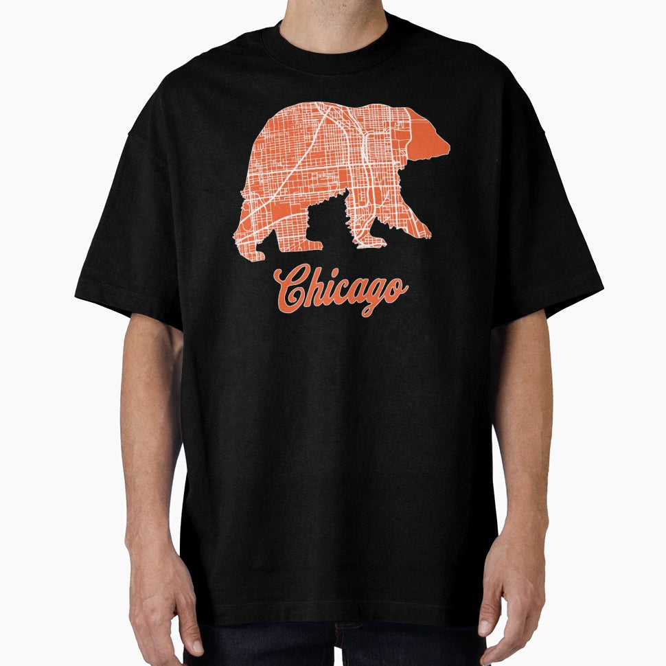Chicago Map Bear Silhouette T-Shirt - Graphic Print for Adults - T-Shirt, Sweatshirt, Hoodie