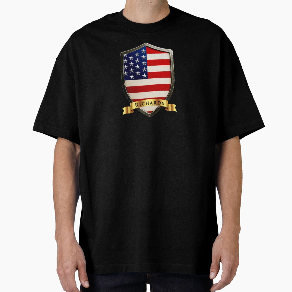 Richards Family Usa Shield Stars T-Shirt - Fun Novelty Design Men Women - T-Shirt, Sweatshirt, Hoodie